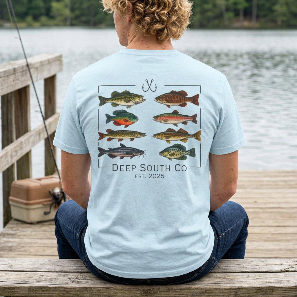 Deep South Co Fishing T-Shirt — Vintage Fish Graphic Tee