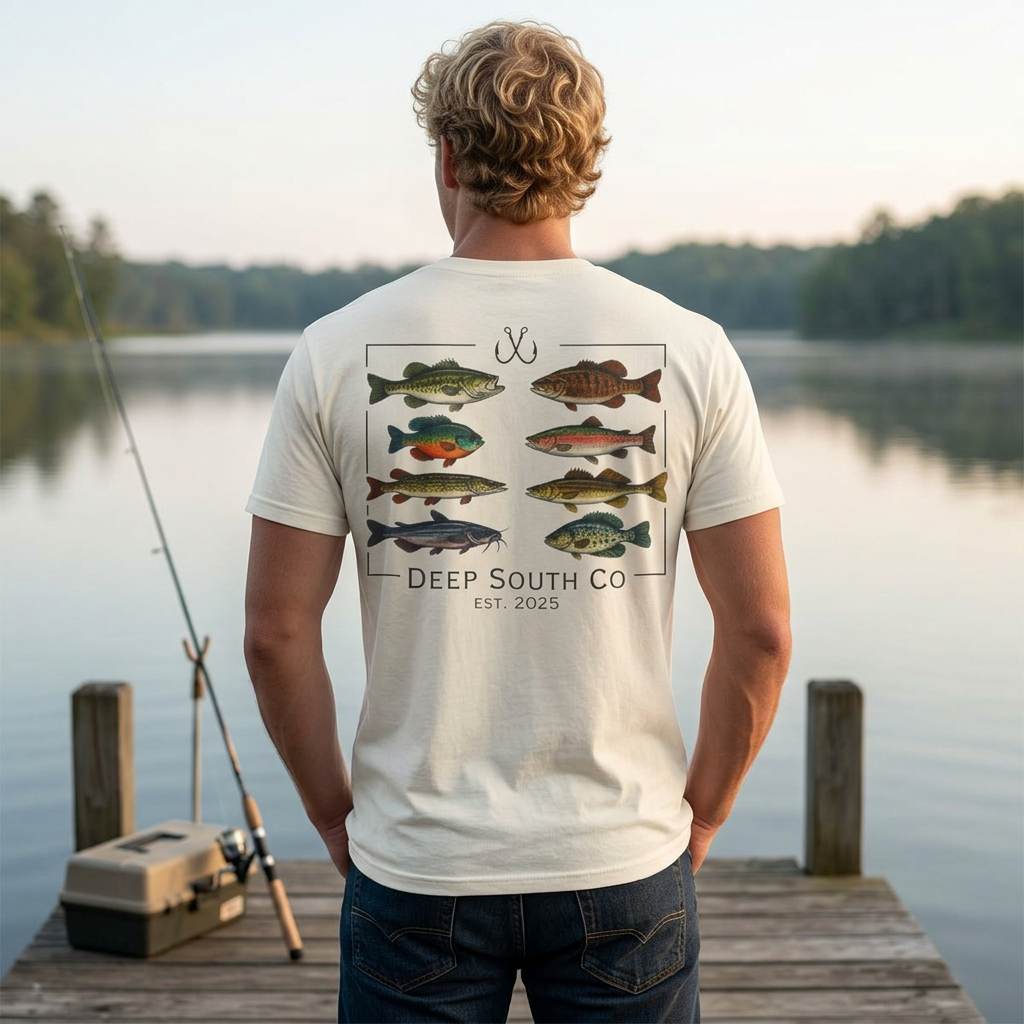 Deep South Co Fishing T-Shirt — Vintage Fish Graphic Tee
